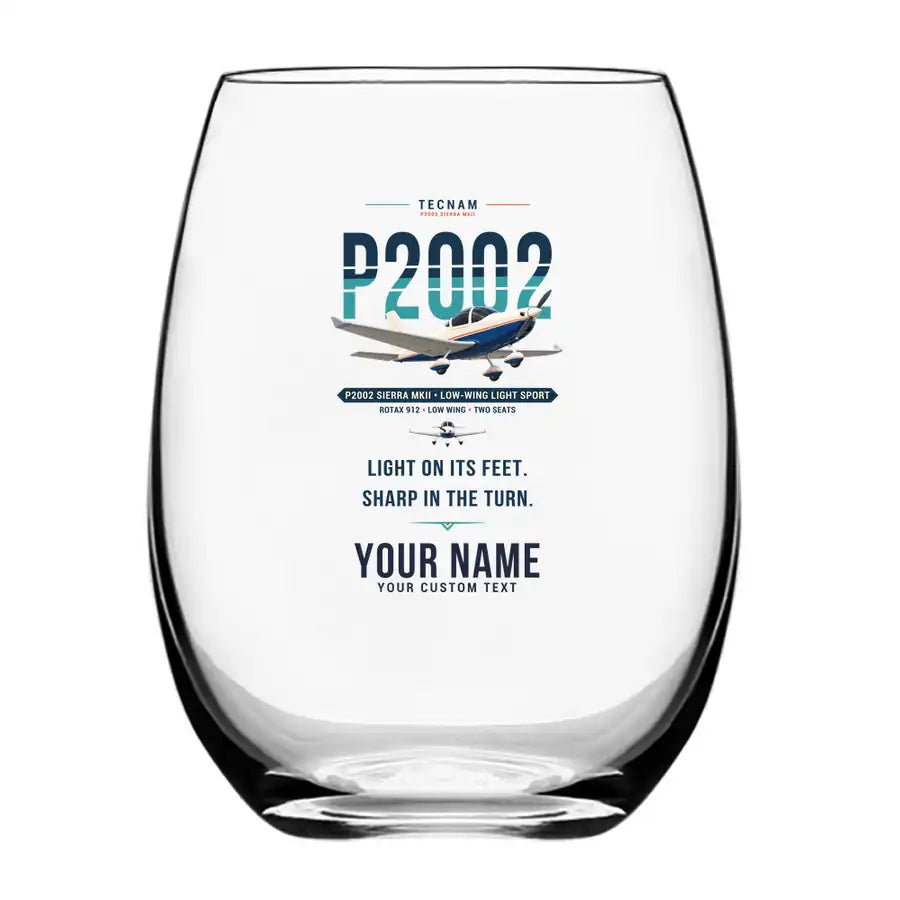 Tecnam P2002 Sierra MkII - Original + Name - Water & Drink Glass
