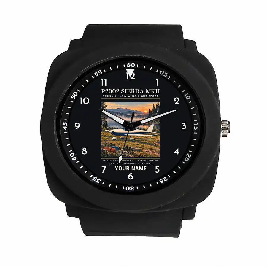 Tecnam P2002 Sierra MkII - Poster + Name - Rubber Strap - Black