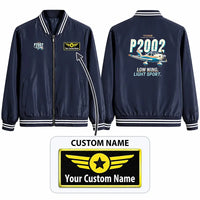 Thumbnail for Tecnam P2002 Sierra MkII Stylish Jackets - Baseball Collar - Cartoon + Name - Navy Blue