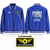Thumbnail for Tecnam P2002 Sierra MkII Stylish Jackets - Baseball Collar - Cartoon + Name - Royal Blue