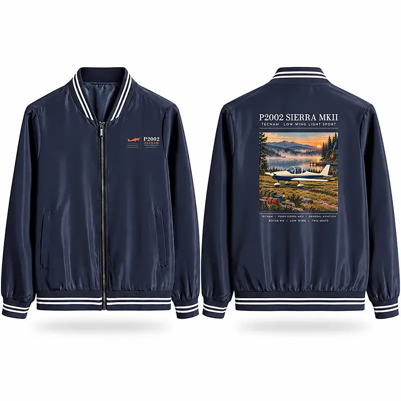 Tecnam P2002 Sierra MkII Stylish Jackets - Baseball Collar - Poster - Navy Blue