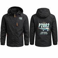 Thumbnail for Tecnam P2002 Sierra MkII Stylish Jackets - Hooded Windbreaker - Cartoon - Black