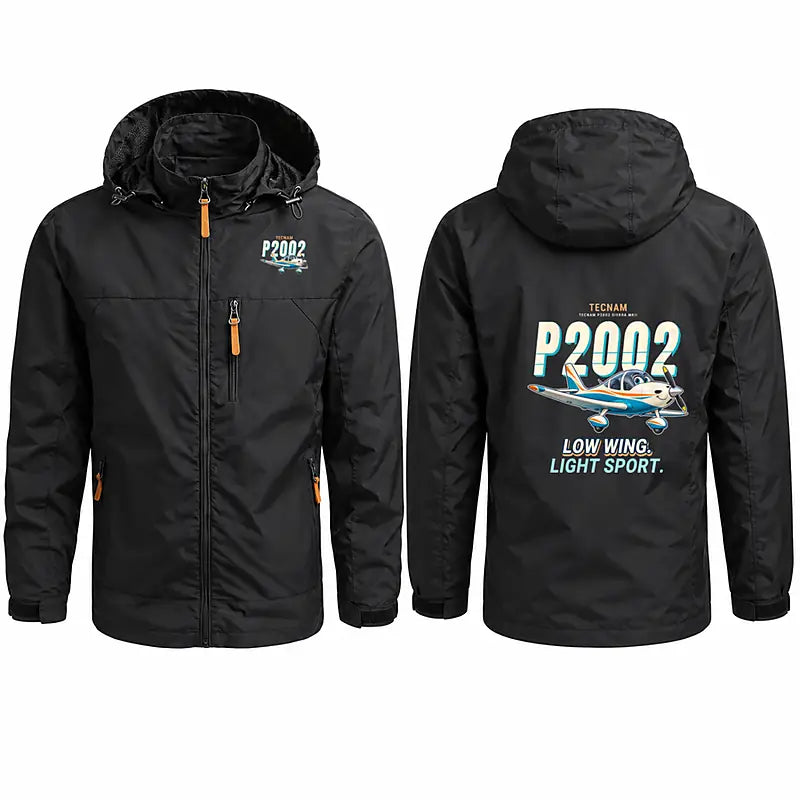 Tecnam P2002 Sierra MkII Stylish Jackets - Hooded Windbreaker - Cartoon - Black