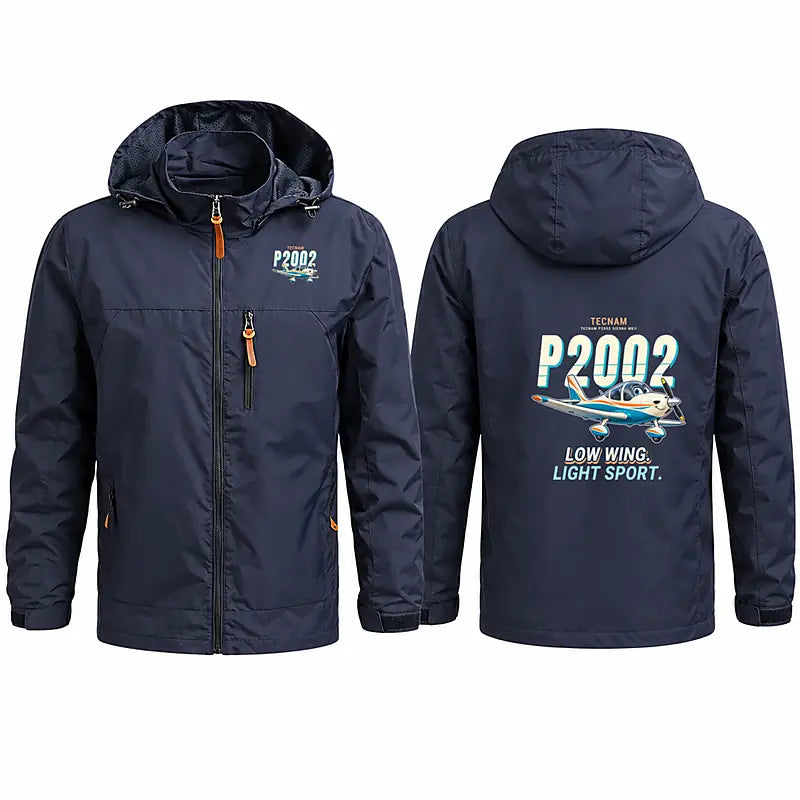 Tecnam P2002 Sierra MkII Stylish Jackets - Hooded Windbreaker - Cartoon - Navy Blue