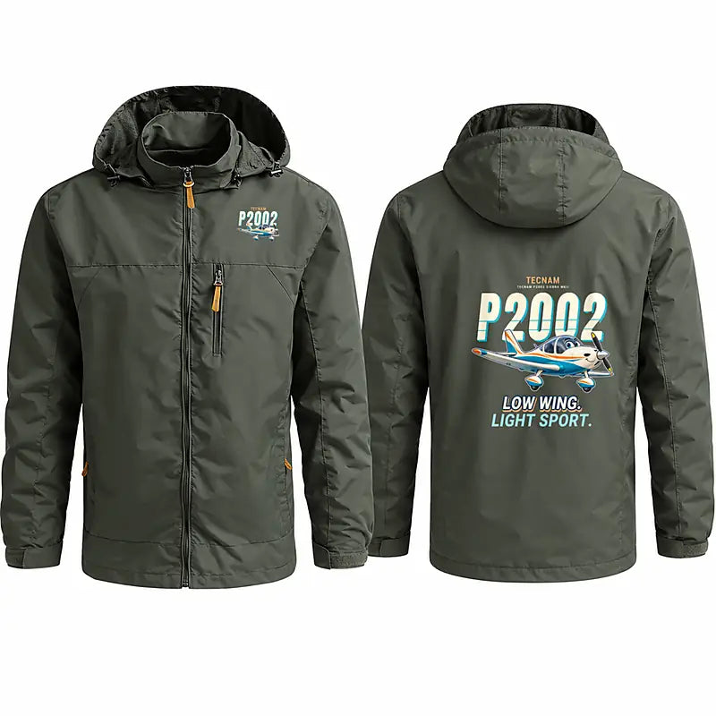 Tecnam P2002 Sierra MkII Stylish Jackets - Hooded Windbreaker - Cartoon - Olive Green