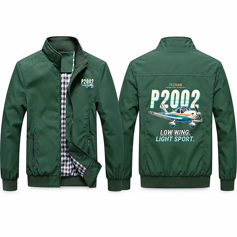 Tecnam P2002 Sierra MkII Stylish Jackets - Stand Collar - Cartoon - Green
