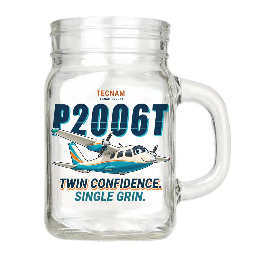Tecnam P2006T - Cartoon - Cocktail Glass (Mason Jar)