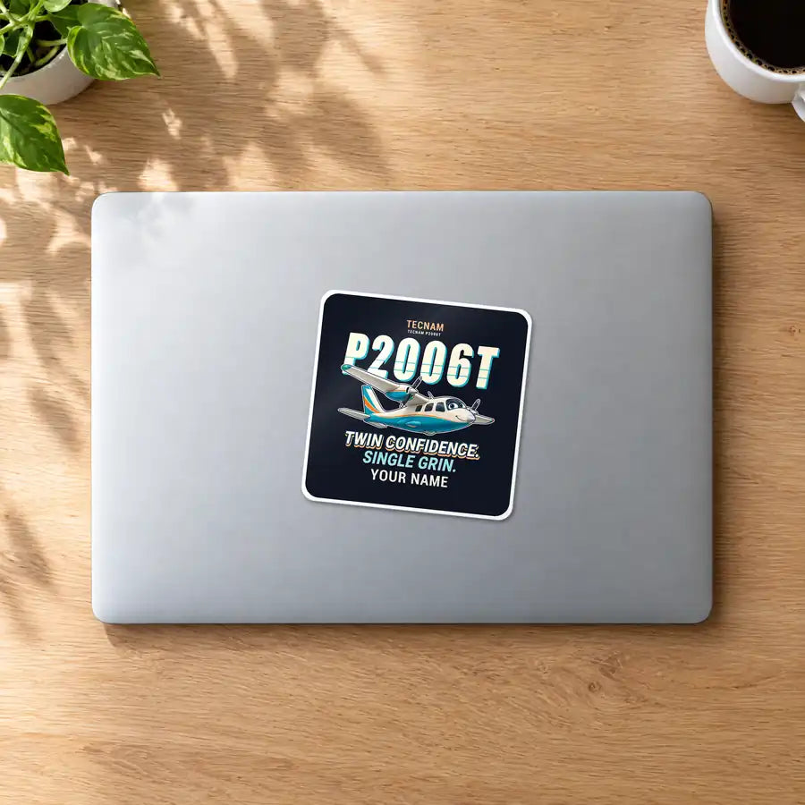 Tecnam P2006T - Cartoon + Name - Square Sticker - MacBook