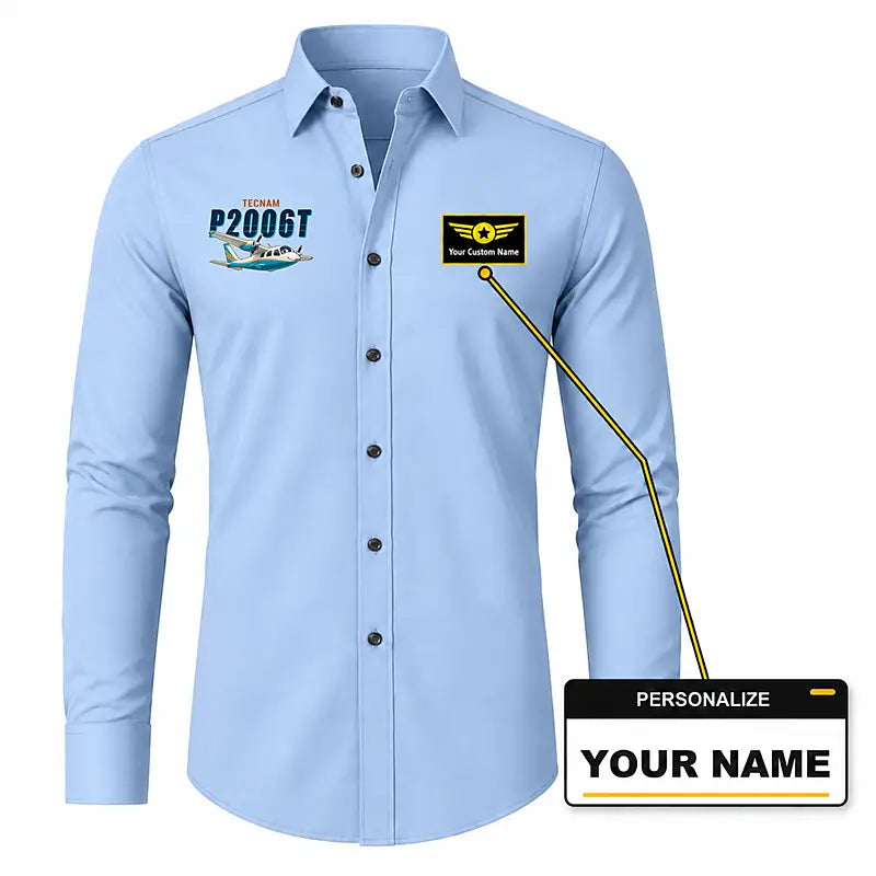 Tecnam P2006T - Long Sleeve Shirt - Cartoon - Light Blue + NAME