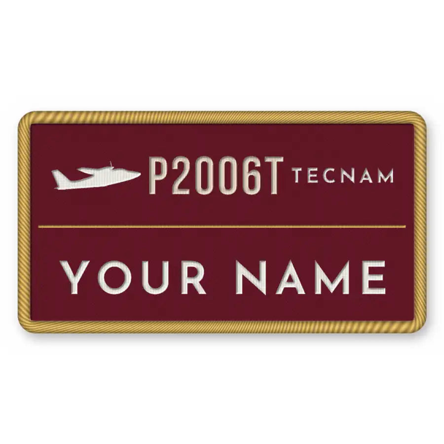 Tecnam P2006T Patches - Rectangle + Name - Burgundy Cream