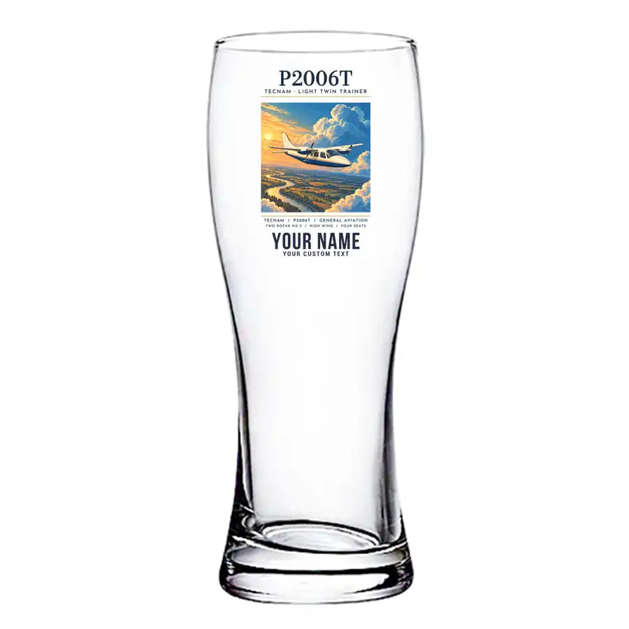 Tecnam P2006T - Poster + Name - Pilsner Beer Glass