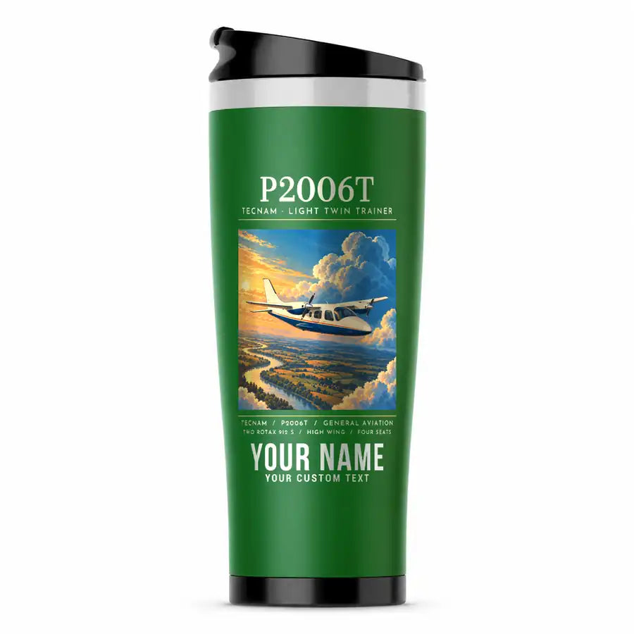 Tecnam P2006T - Poster + Name - Stainless Steel (No Holder) - Green