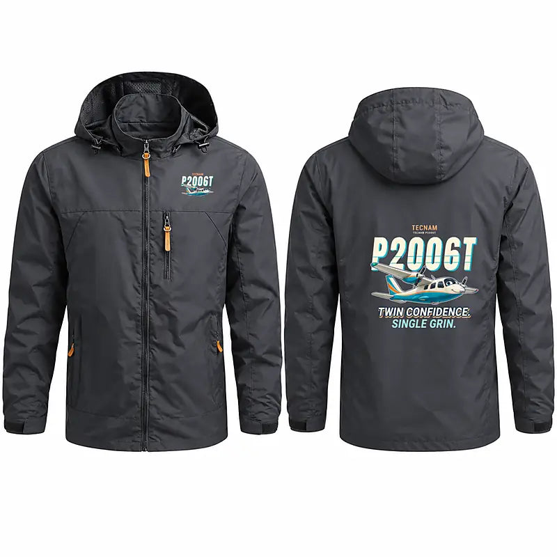 Tecnam P2006T Stylish Jackets - Hooded Windbreaker - Cartoon - Charcoal