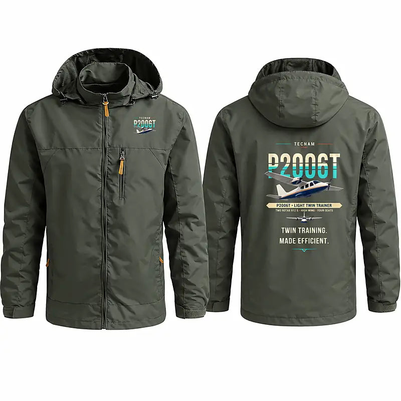 Tecnam P2006T Stylish Jackets - Hooded Windbreaker - Original - Olive Green