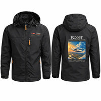 Thumbnail for Tecnam P2006T Stylish Jackets - Hooded Windbreaker - Poster - Black