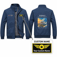 Thumbnail for Tecnam P2006T Stylish Jackets - Stand Collar - Poster + Name - Navy Blue