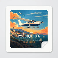 Thumbnail for Tecnam P2008JC NG - 3D + Name - Square Sticker - Peel