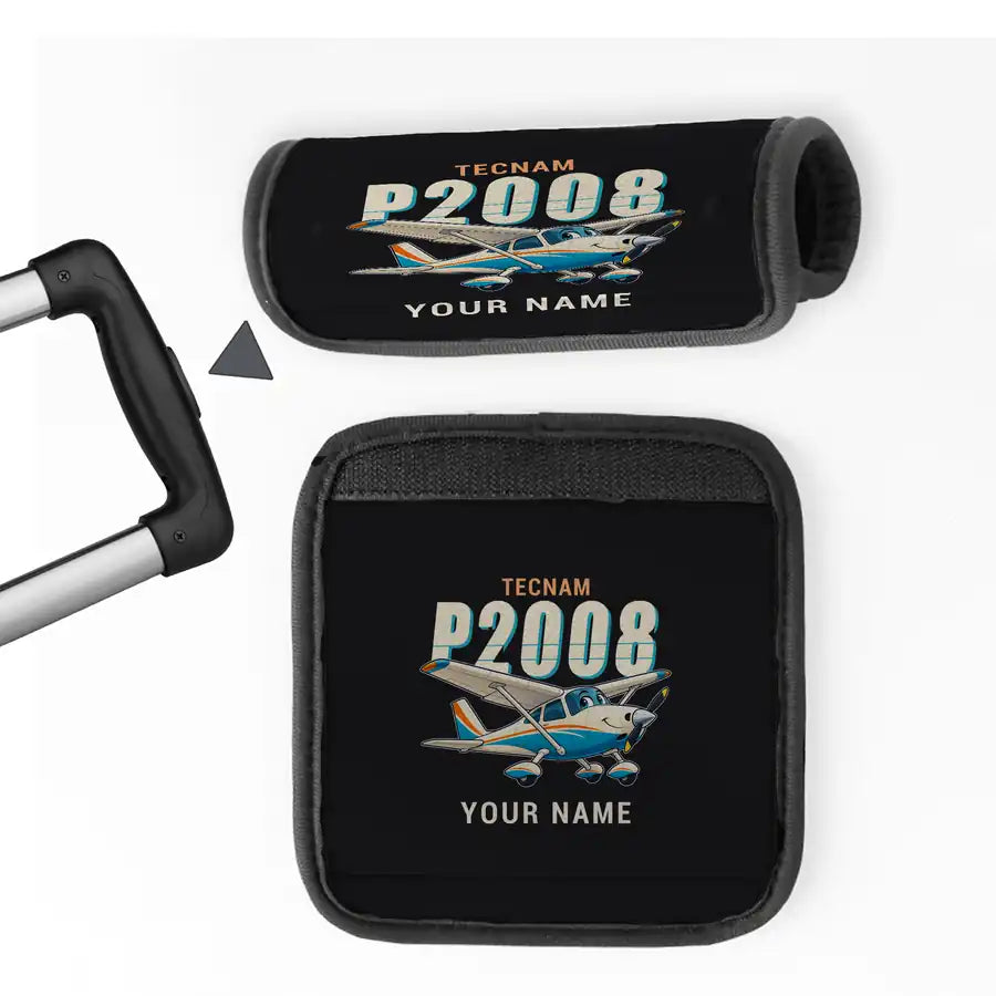 Tecnam P2008JC NG - Cartoon + Name - Luggage Handle Cover - Black
