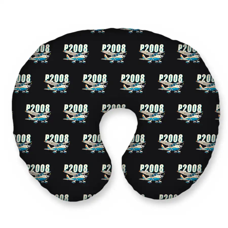 Tecnam P2008JC NG - Cartoon Seamless - Travel Pillow - Black