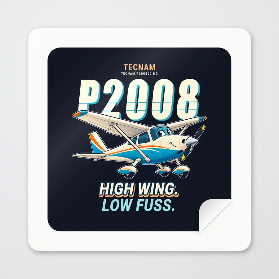 Tecnam P2008JC NG - Cartoon - Square Sticker - Peel