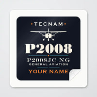 Thumbnail for Tecnam P2008JC NG - Heritage + Name - Square Sticker - Peel
