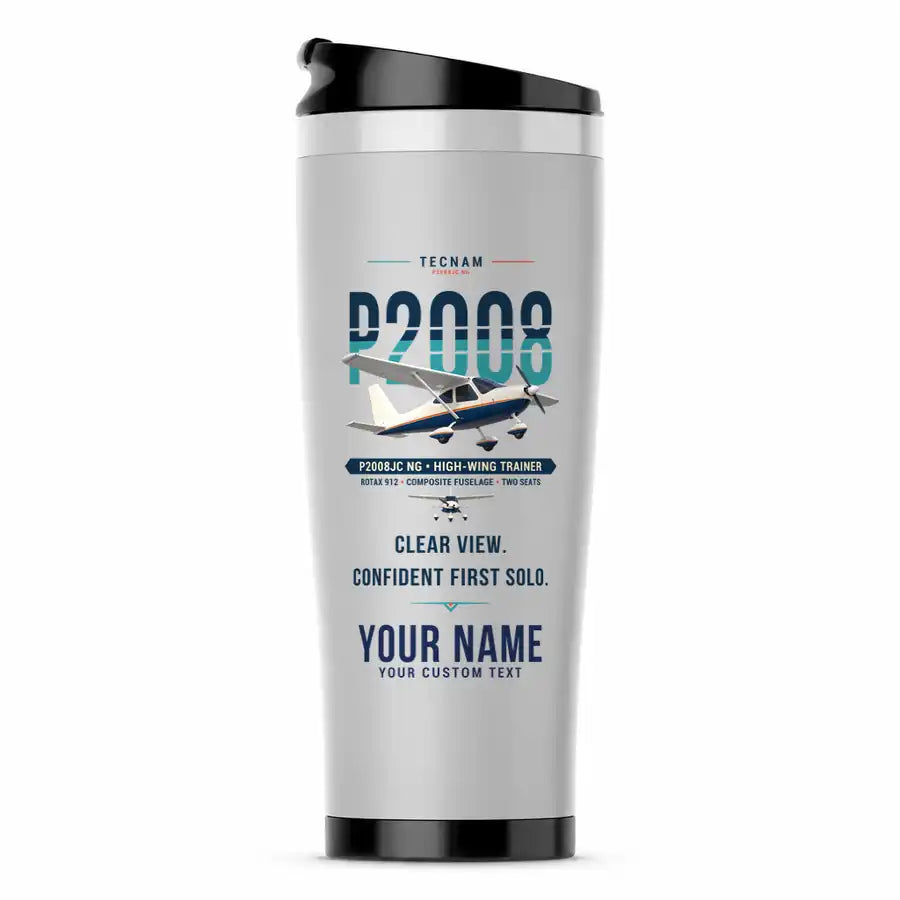 Tecnam P2008JC NG - Original + Name - Stainless Steel (No Holder) - Light Gray