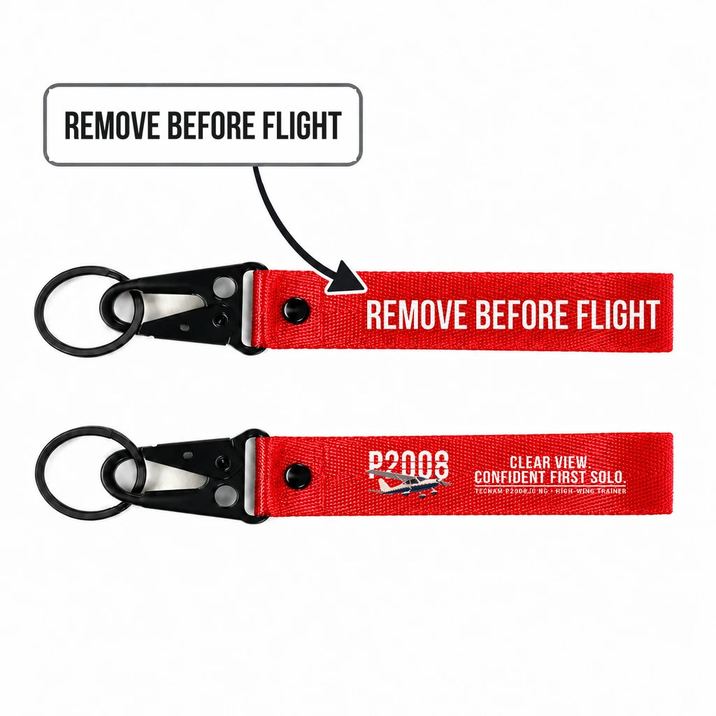 Tecnam P2008JC NG Hawk-Shaped Key Chains - Red - Original - Remove Before Flight