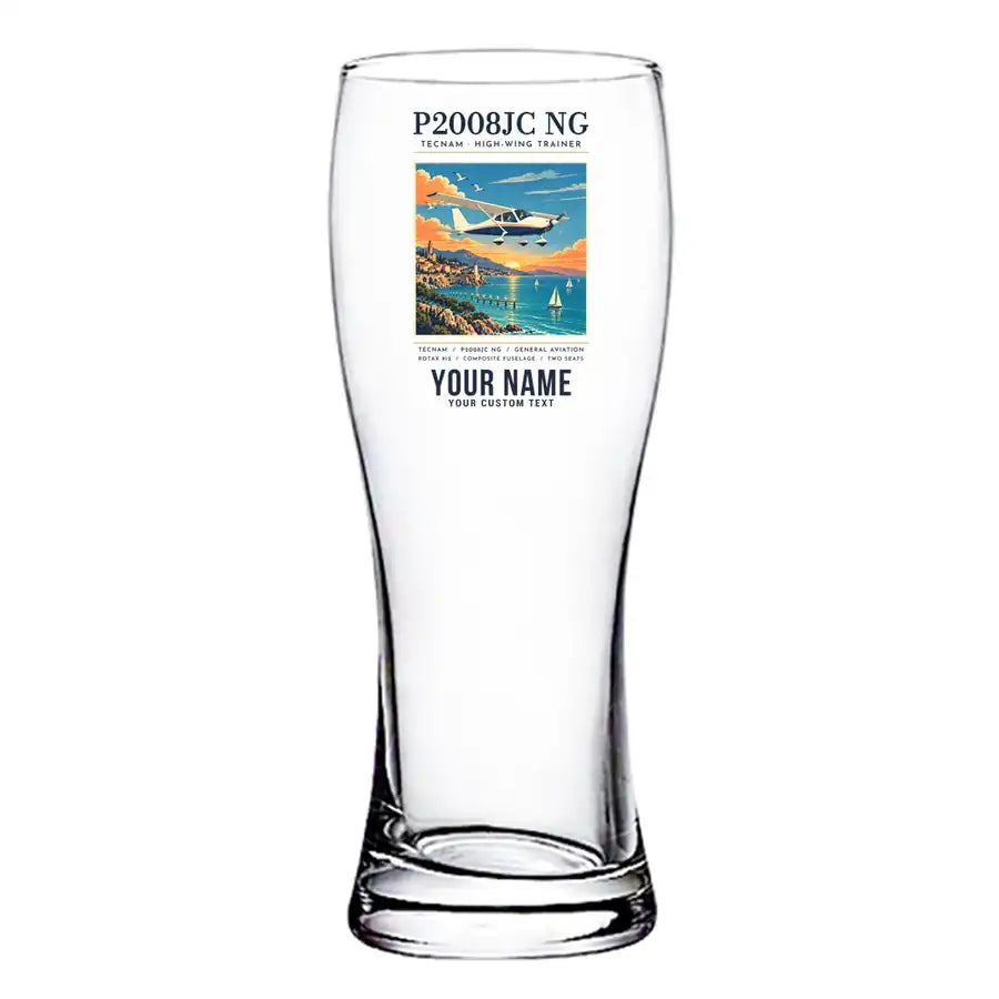 Tecnam P2008JC NG - Poster + Name - Pilsner Beer Glass