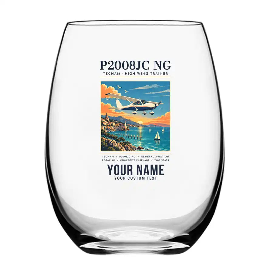 Tecnam P2008JC NG - Poster + Name - Water & Drink Glass