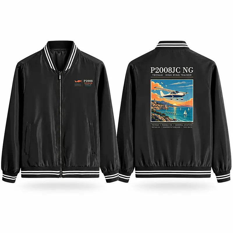 Tecnam P2008JC NG Stylish Jackets - Baseball Collar - Poster - Black
