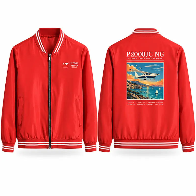 Tecnam P2008JC NG Stylish Jackets - Baseball Collar - Poster - Red
