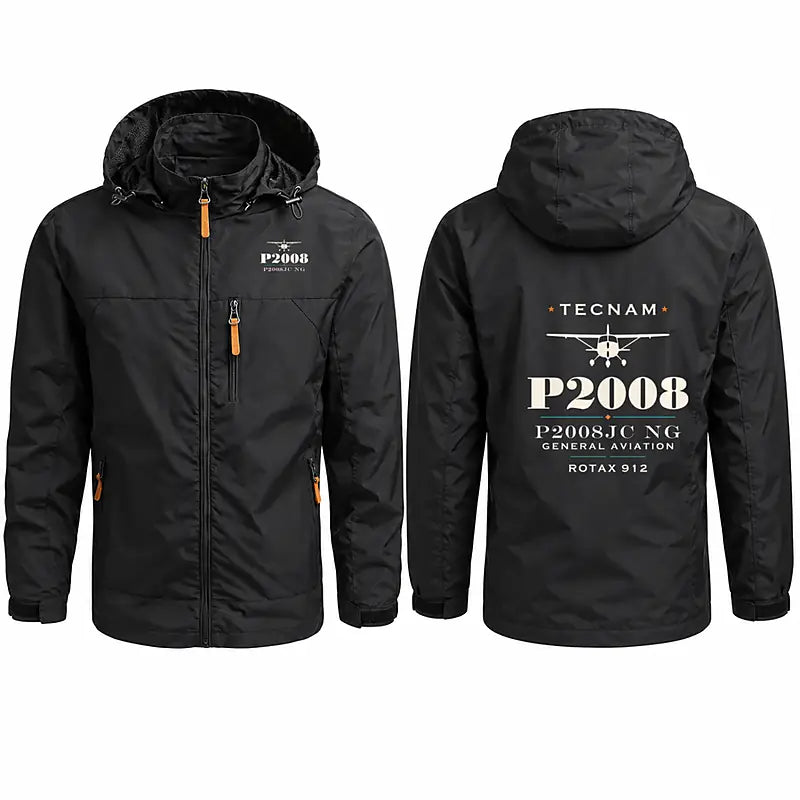 Tecnam P2008JC NG Stylish Jackets - Hooded Windbreaker - Heritage - Black