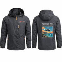 Thumbnail for Tecnam P2008JC NG Stylish Jackets - Hooded Windbreaker - Poster - Charcoal