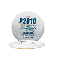 Thumbnail for Tecnam P2010 - Cartoon + Name - Pin - White