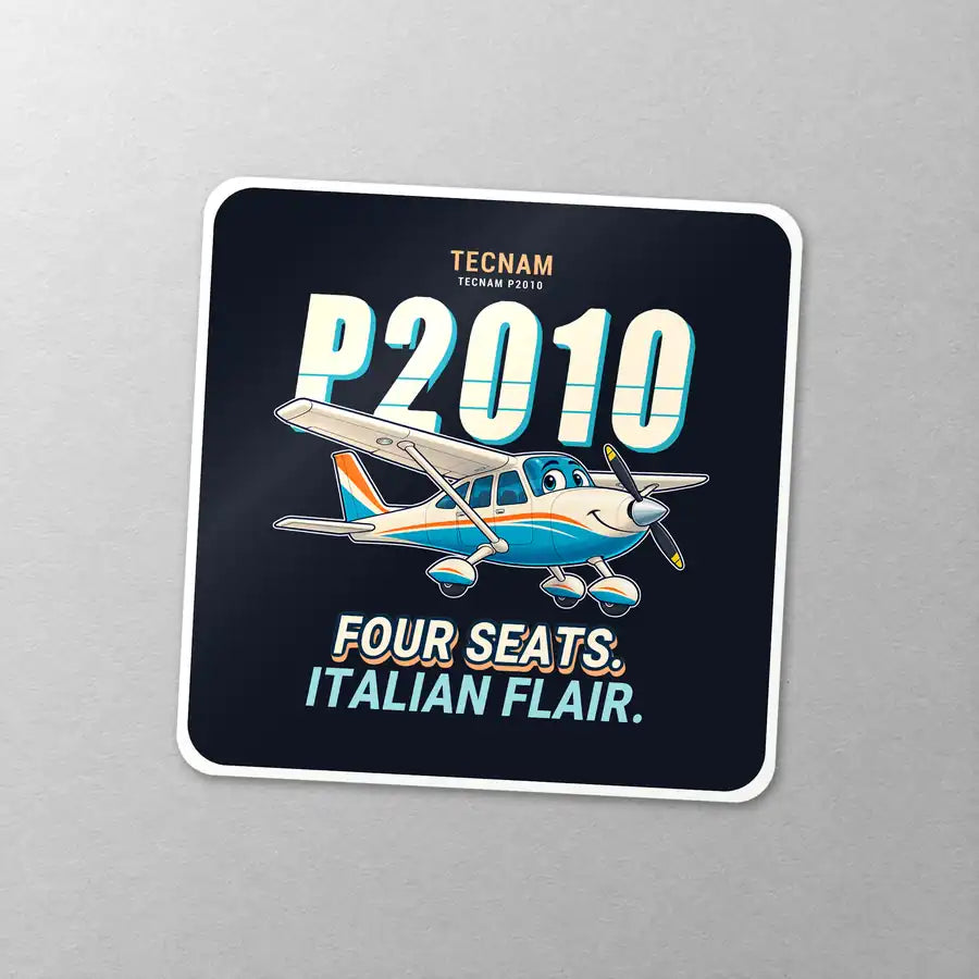 Tecnam P2010 - Cartoon - Square Sticker - Close-up