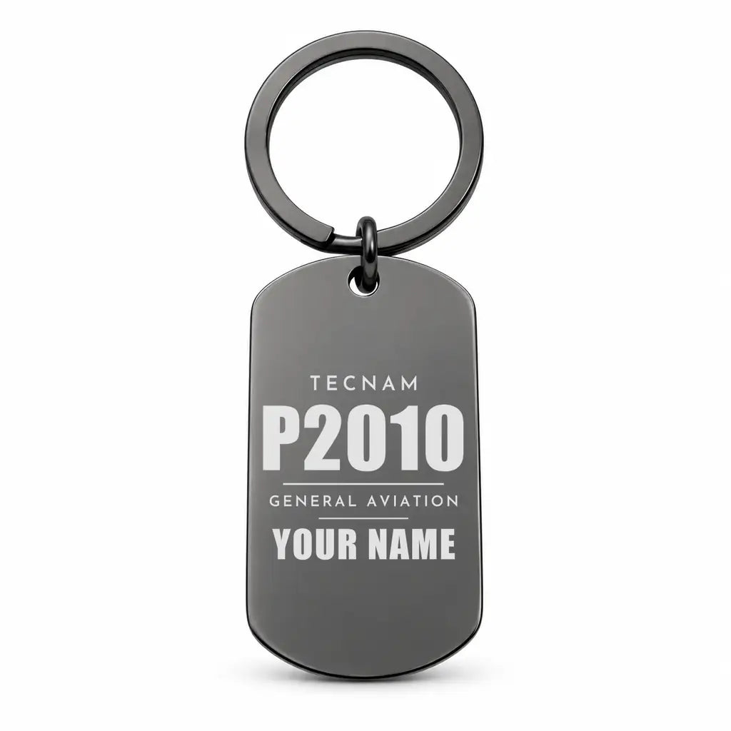 Tecnam P2010 - Key Chain - Tag + Name - Black