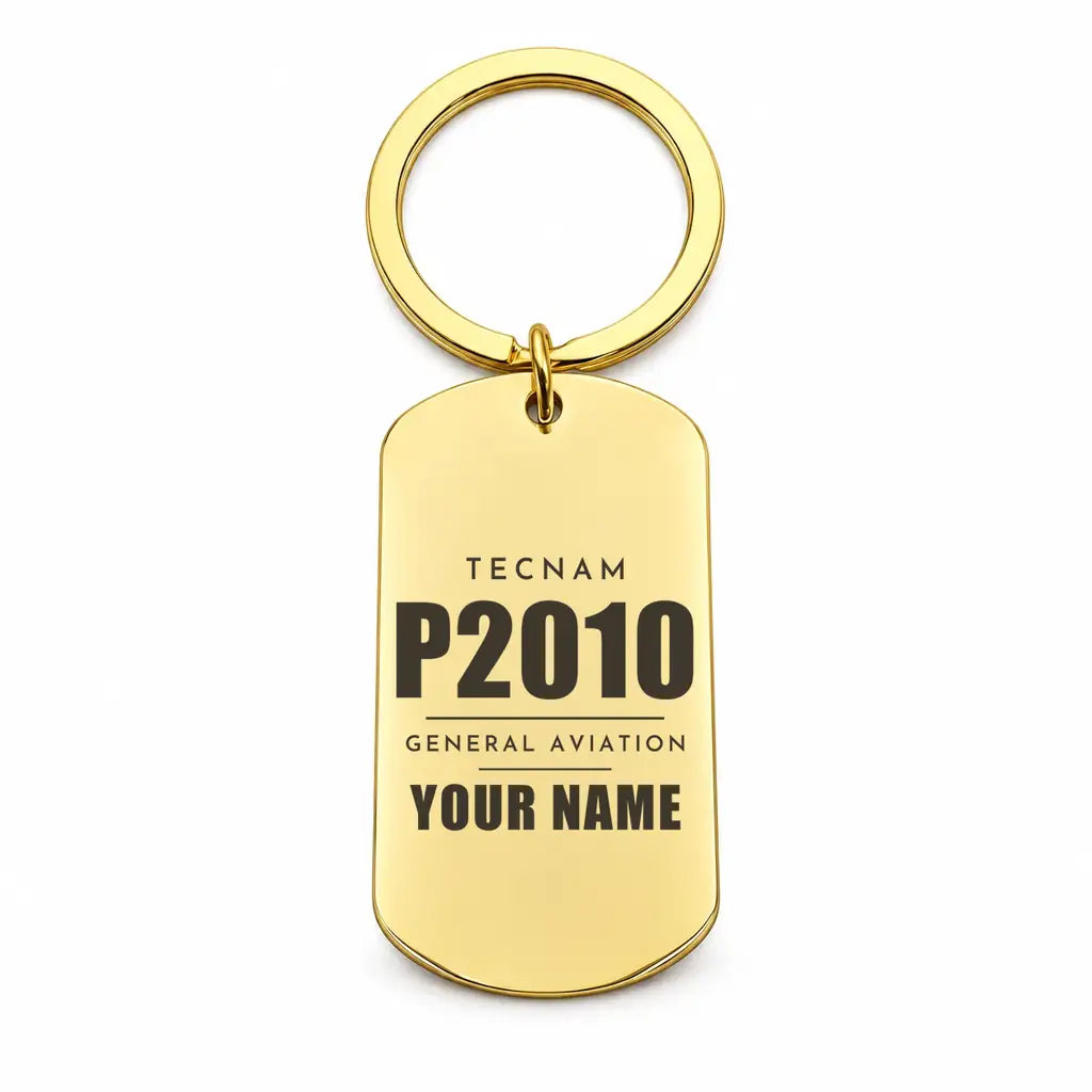 Tecnam P2010 - Key Chain - Tag + Name - Gold