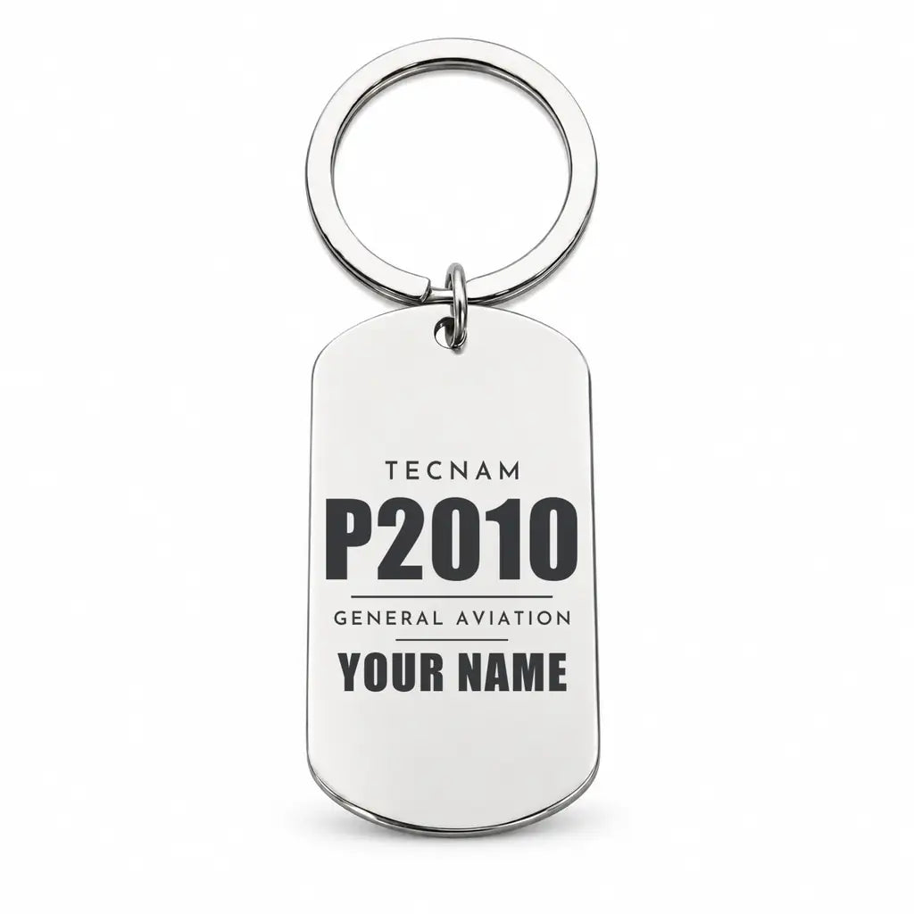 Tecnam P2010 - Key Chain - Tag + Name - Silver