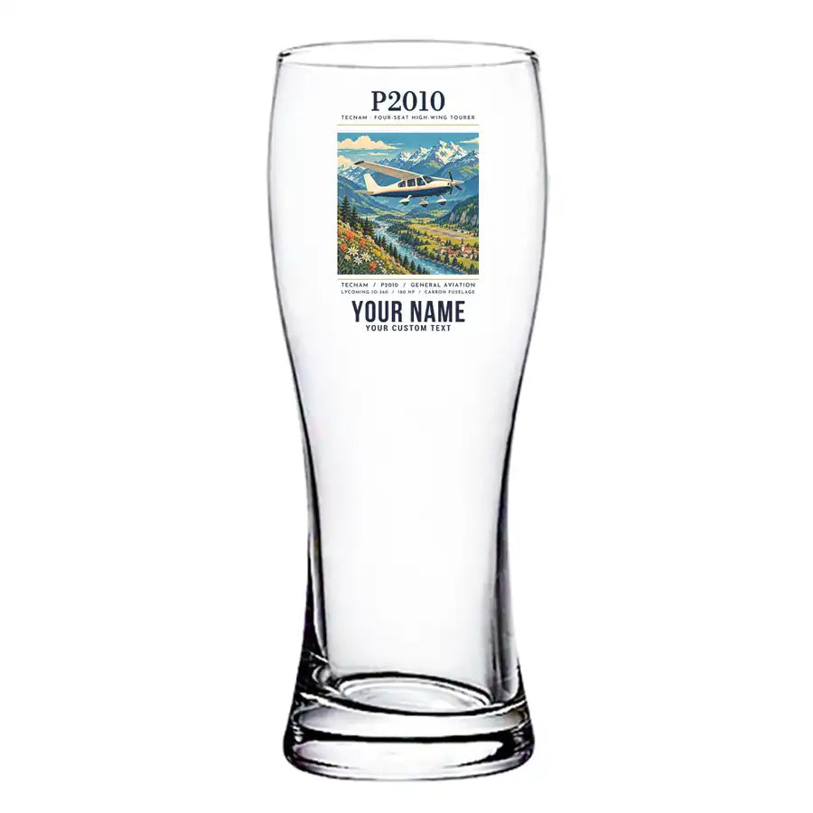 Tecnam P2010 - Poster + Name - Pilsner Beer Glass