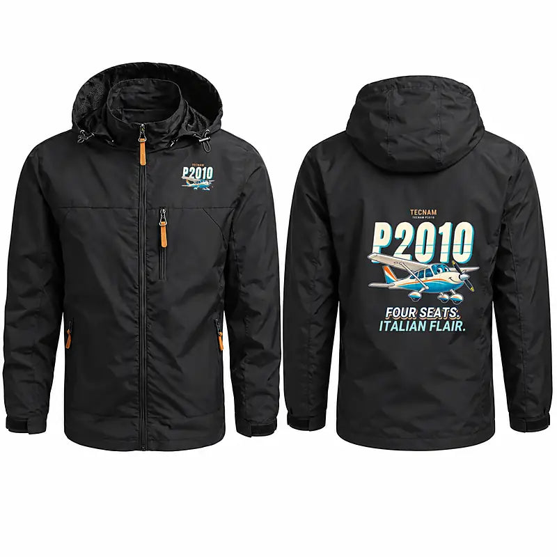 Tecnam P2010 Stylish Jackets - Hooded Windbreaker - Cartoon - Black