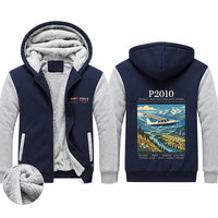 Thumbnail for Tecnam P2010 Zipped Sweatshirts - Poster - Navy & Gray