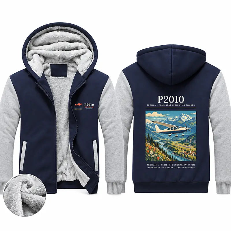 Tecnam P2010 Zipped Sweatshirts - Poster - Navy & Gray