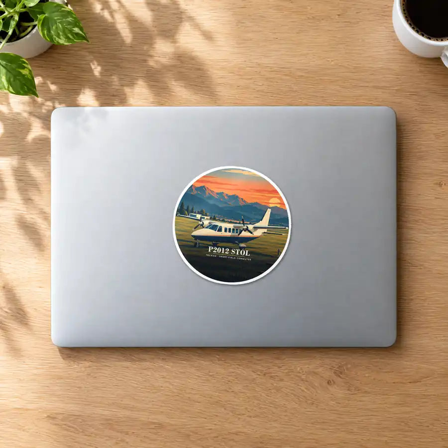 Tecnam P2012 STOL - 3D - Circle Sticker - MacBook