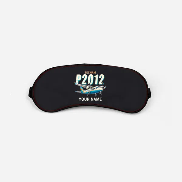 Tecnam P2012 STOL - Cartoon + Name - Sleep Mask - Black