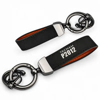 Thumbnail for Tecnam P2012 STOL - Leather Key Chain - Horseshoe Buckle - Tag - Black