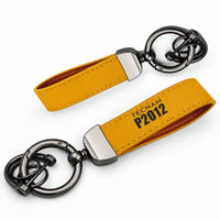Thumbnail for Tecnam P2012 STOL - Leather Key Chain - Horseshoe Buckle - Tag - Yellow