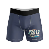 Thumbnail for Tecnam P2012 STOL - Men Boxers - Cartoon + Name - Navy Blue