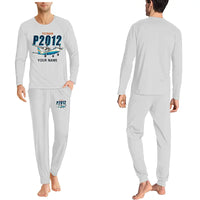 Thumbnail for Tecnam P2012 STOL - Men Pajamas - Cartoon Chest + Name - Light Gray
