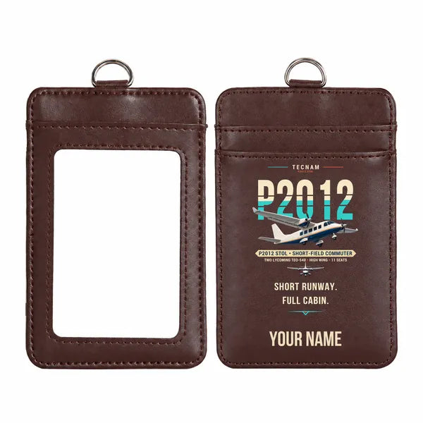 Tecnam P2012 STOL - Original - ID Card Holder - Dark Brown + Name