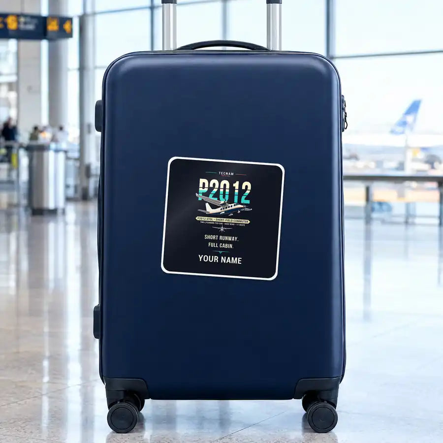Tecnam P2012 STOL - Original + Name - Square Sticker - Suitcase
